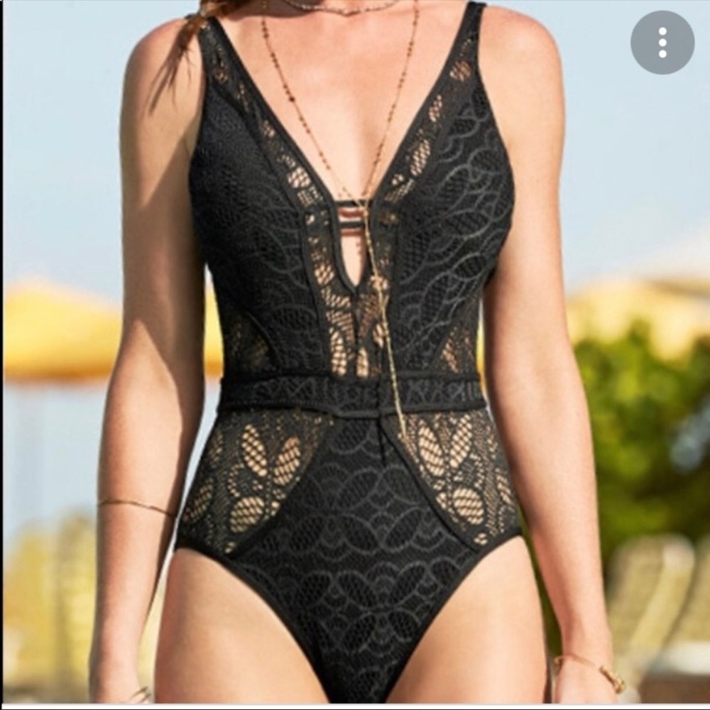 BECCA Black Lace One Piece Swimsuit